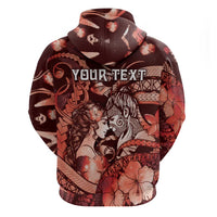 Personalised Maori Romantic Valentine Zip Hoodie The Hongi Kiss Red Galaxy DT05 - Polynesian Pride