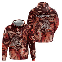 Personalised Maori Romantic Valentine Zip Hoodie The Hongi Kiss Red Galaxy DT05 - Polynesian Pride