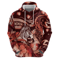 Personalised Maori Romantic Valentine Zip Hoodie The Hongi Kiss Red Galaxy DT05 - Polynesian Pride
