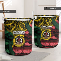 Vanuatu Independence Day Laundry Basket Boar Tusk Warrior Tribal Floral Patterns DT05 - Polynesian Pride