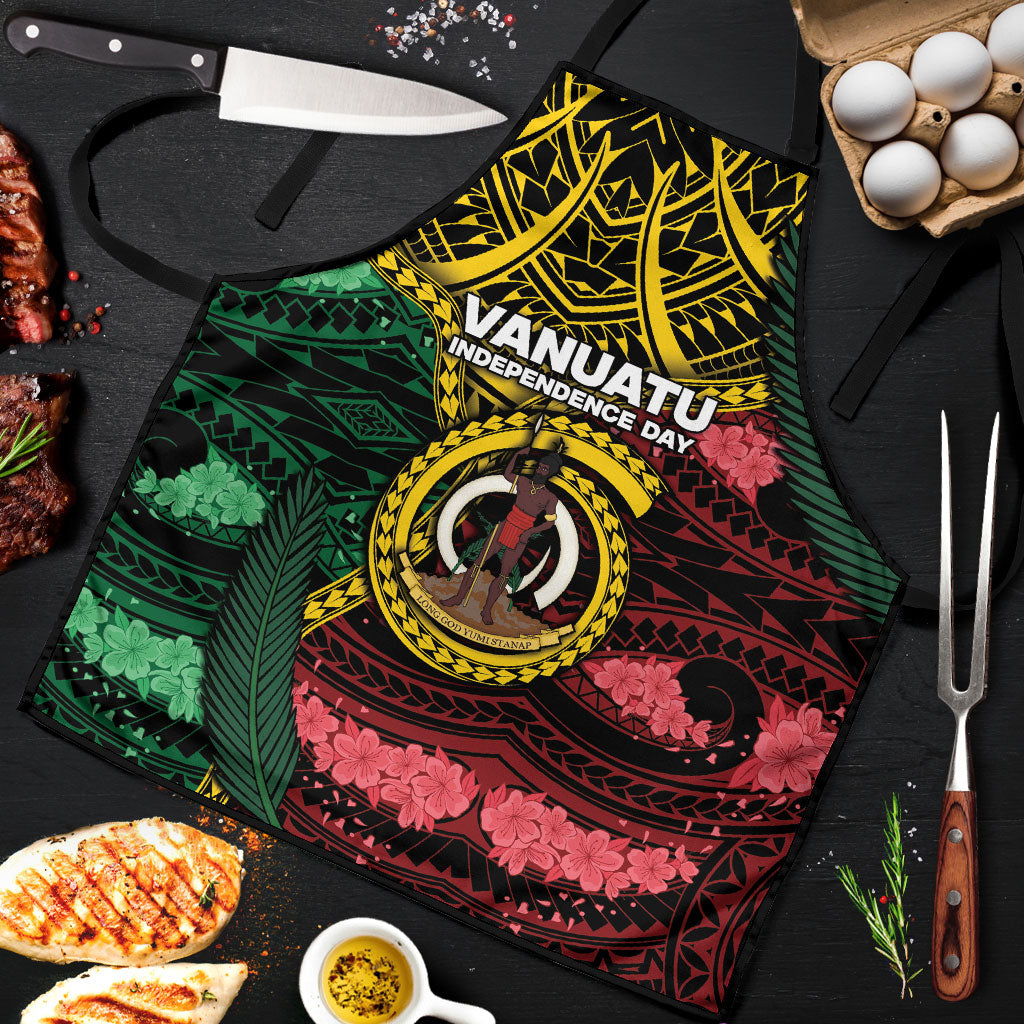 Vanuatu Independence Day Apron Boar Tusk Warrior Tribal Floral Patterns DT05 Multicolor - Polynesian Pride