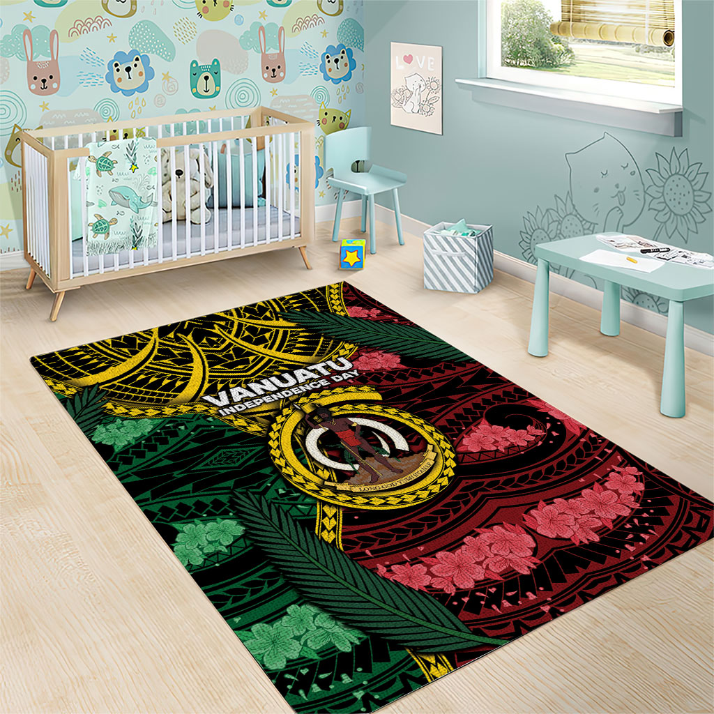 Vanuatu Independence Day Area Rug Boar Tusk Warrior Tribal Floral Patterns DT05 - Polynesian Pride