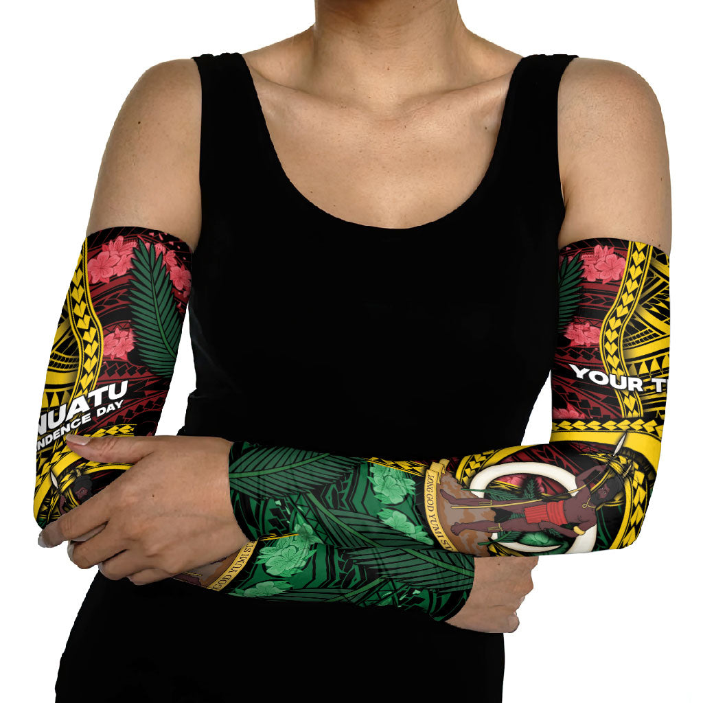 Personalised Vanuatu Independence Day Arm Sleeves Boar Tusk Warrior Tribal Floral Patterns DT05 - Polynesian Pride