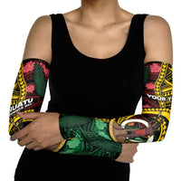 Personalised Vanuatu Independence Day Arm Sleeves Boar Tusk Warrior Tribal Floral Patterns DT05 - Polynesian Pride