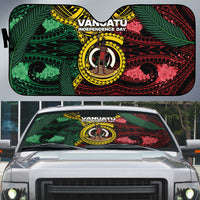 Vanuatu Independence Day Auto Sun Shade Boar Tusk Warrior Tribal Floral Patterns DT05 Multicolor - Polynesian Pride