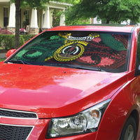 Vanuatu Independence Day Auto Sun Shade Boar Tusk Warrior Tribal Floral Patterns DT05 - Polynesian Pride