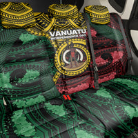 Vanuatu Independence Day Back Car Seat Cover Boar Tusk Warrior Tribal Floral Patterns DT05 - Polynesian Pride