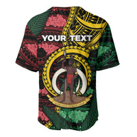 Personalised Vanuatu Independence Day Baseball Jersey Boar Tusk Warrior Tribal Floral Patterns DT05 - Polynesian Pride