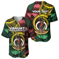 Personalised Vanuatu Independence Day Baseball Jersey Boar Tusk Warrior Tribal Floral Patterns DT05 - Polynesian Pride
