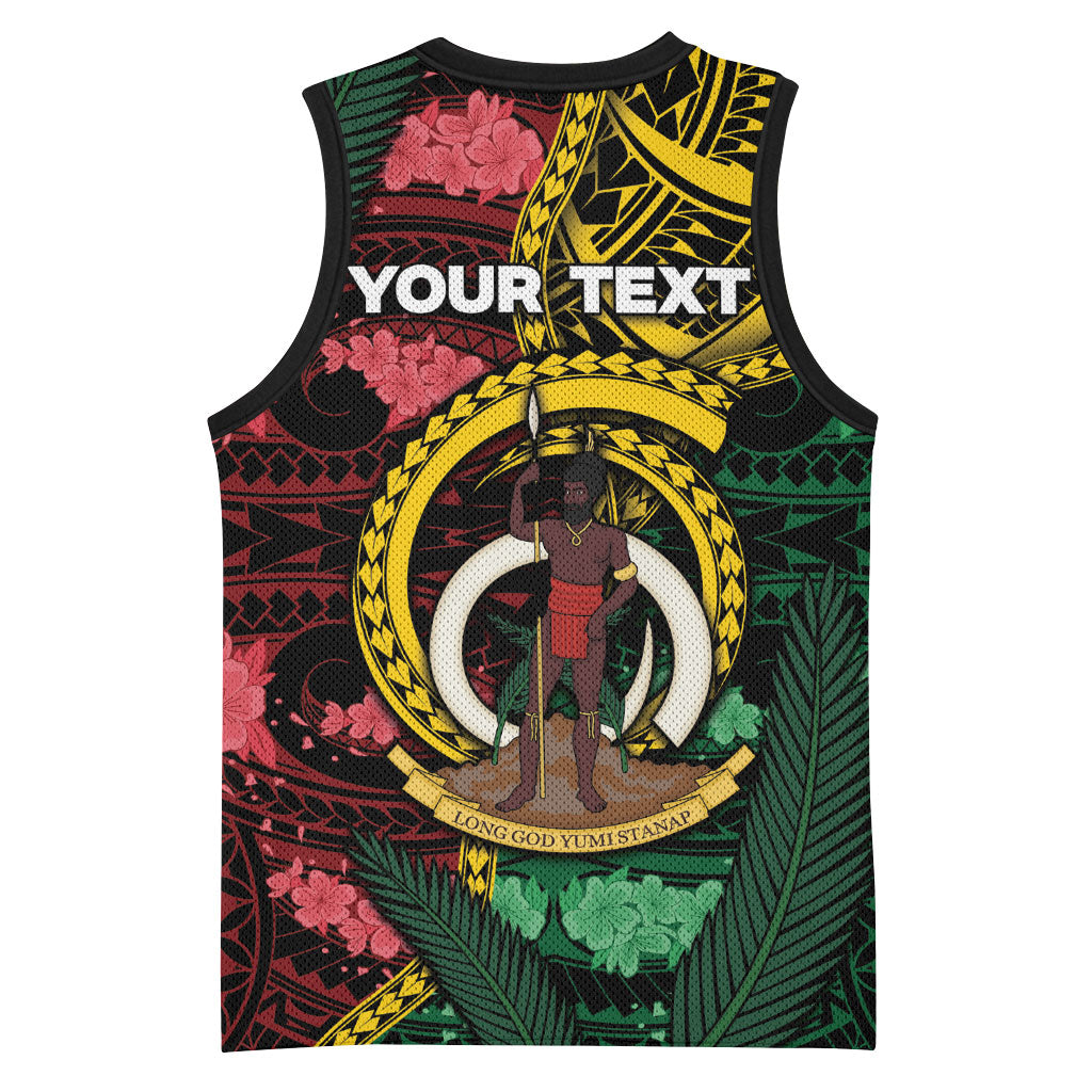 Personalised Vanuatu Independence Day Basketball Jersey Boar Tusk Warrior Tribal Floral Patterns DT05 - Polynesian Pride