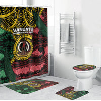 Vanuatu Independence Day Bathroom Set Boar Tusk Warrior Tribal Floral Patterns DT05 Bathroom Set (4 pcs) Multicolor - Polynesian Pride