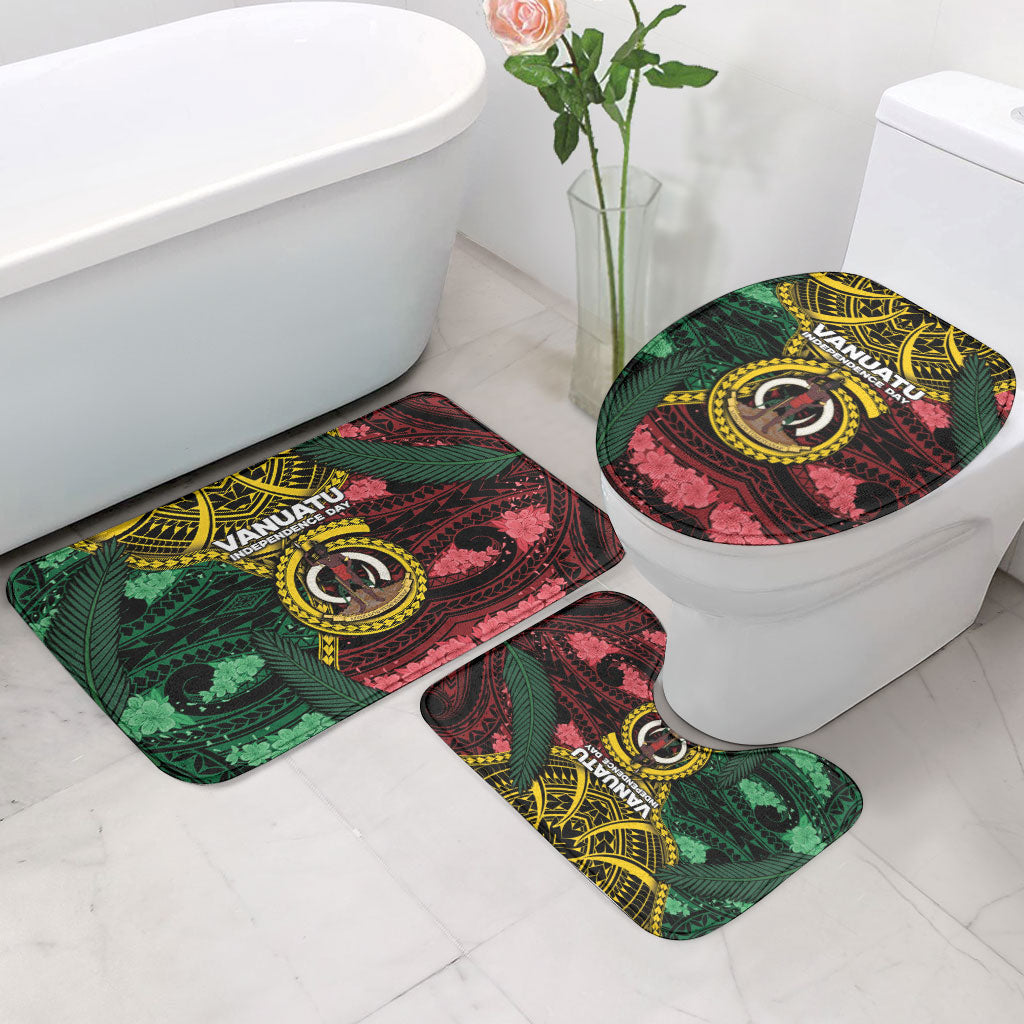 Vanuatu Independence Day Bathroom Set Boar Tusk Warrior Tribal Floral Patterns DT05 - Polynesian Pride