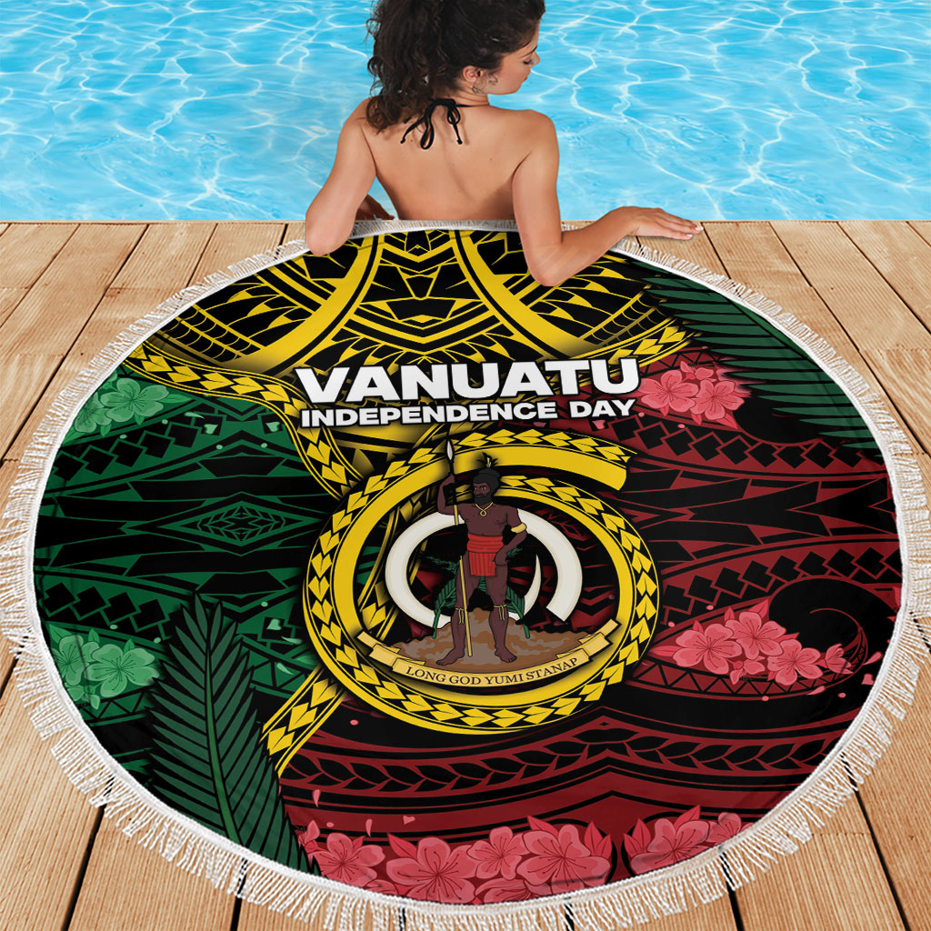 Vanuatu Independence Day Beach Blanket Boar Tusk Warrior Tribal Floral Patterns DT05 - Polynesian Pride