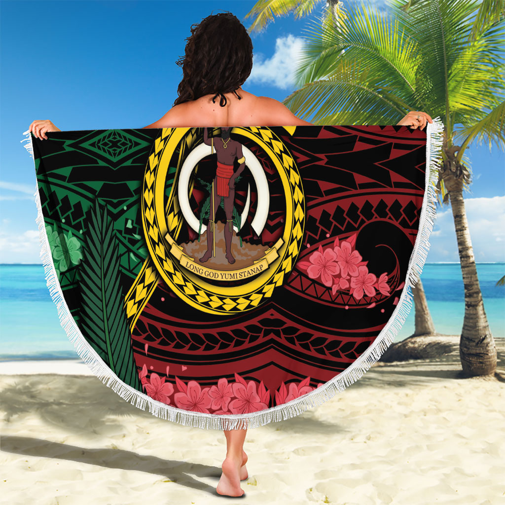 Vanuatu Independence Day Beach Blanket Boar Tusk Warrior Tribal Floral Patterns DT05 - Polynesian Pride