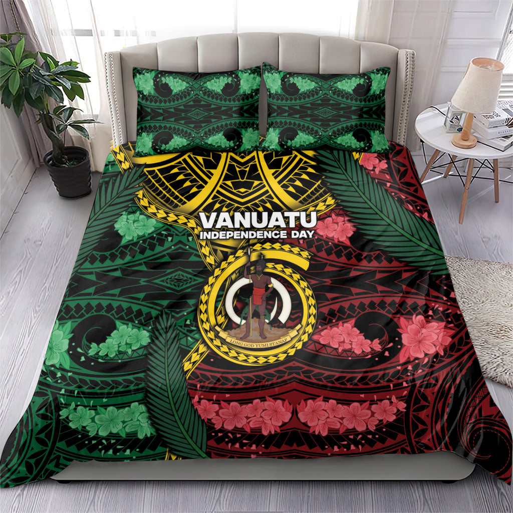 Vanuatu Independence Day Bedding Set Boar Tusk Warrior Tribal Floral Patterns DT05 - Polynesian Pride