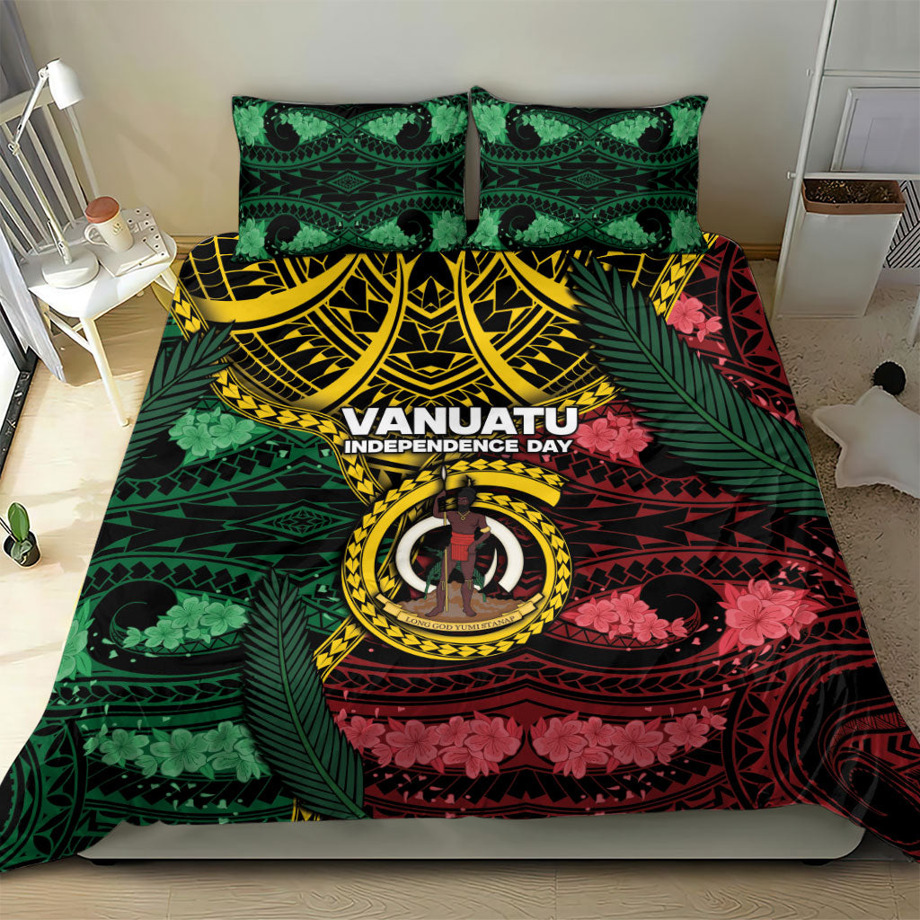 Vanuatu Independence Day Bedding Set Boar Tusk Warrior Tribal Floral Patterns DT05 - Polynesian Pride