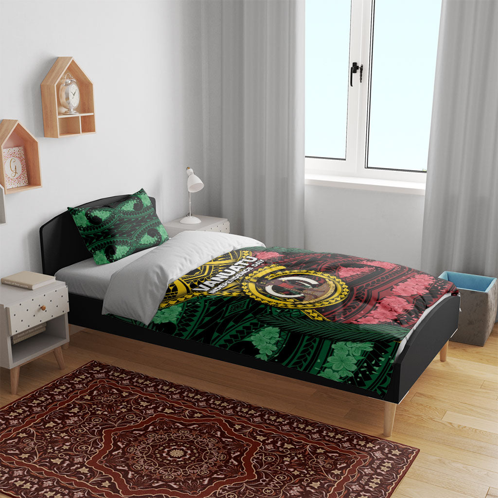 Vanuatu Independence Day Bedding Set Boar Tusk Warrior Tribal Floral Patterns DT05 - Polynesian Pride