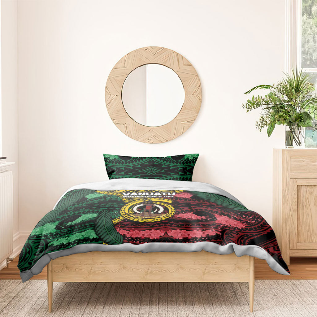 Vanuatu Independence Day Bedding Set Boar Tusk Warrior Tribal Floral Patterns DT05 - Polynesian Pride