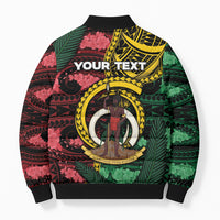 Personalised Vanuatu Independence Day Bomber Puffer Jacket Boar Tusk Warrior Tribal Floral Patterns DT05 - Polynesian Pride