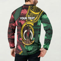 Personalised Vanuatu Independence Day Button Sweatshirt Boar Tusk Warrior Tribal Floral Patterns DT05 - Polynesian Pride