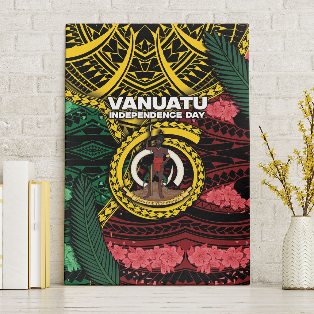 Vanuatu Independence Day Canvas Wall Art Boar Tusk Warrior Tribal Floral Patterns DT05 Without Frame Multicolor - Polynesian Pride