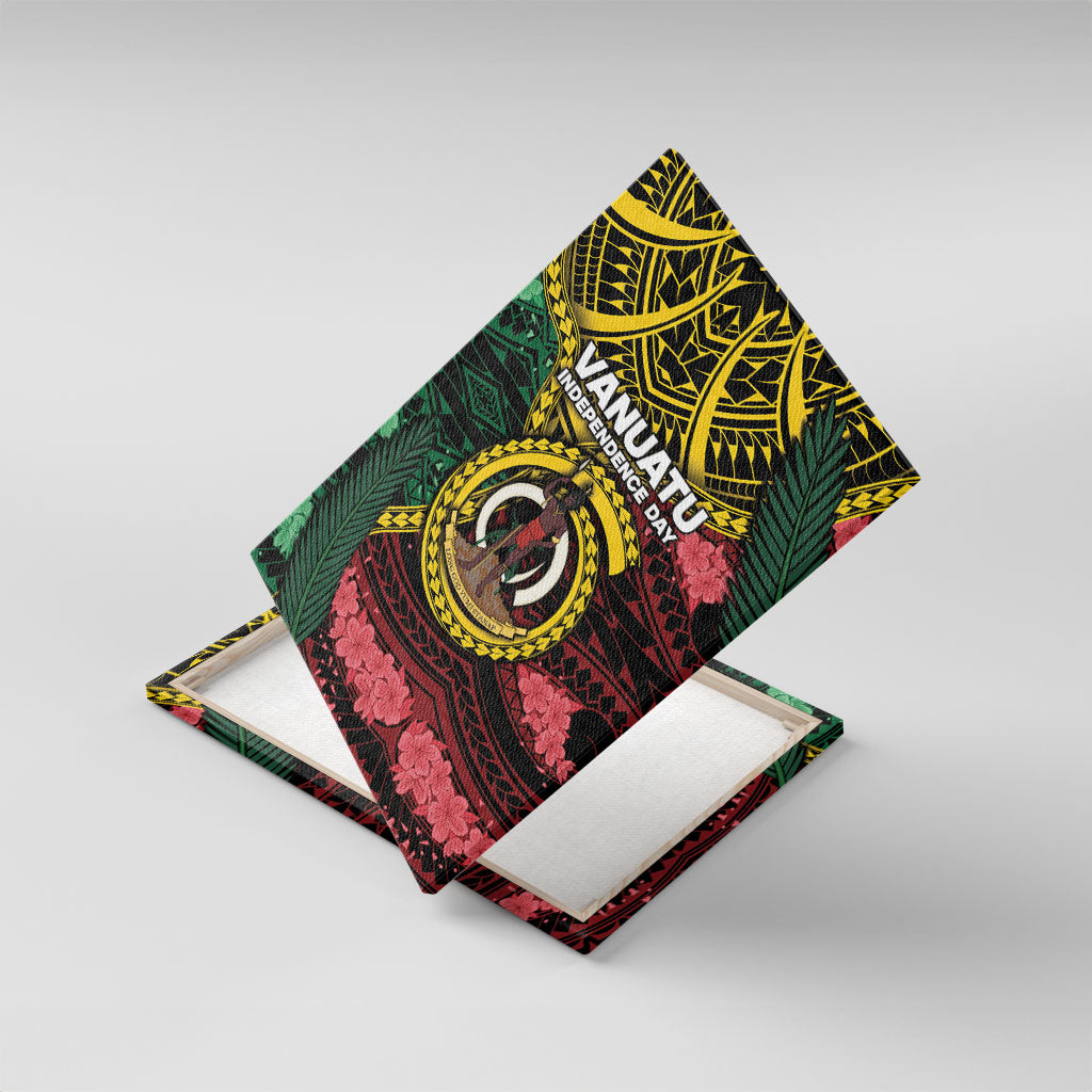 Vanuatu Independence Day Canvas Wall Art Boar Tusk Warrior Tribal Floral Patterns DT05 With Frame Multicolor - Polynesian Pride