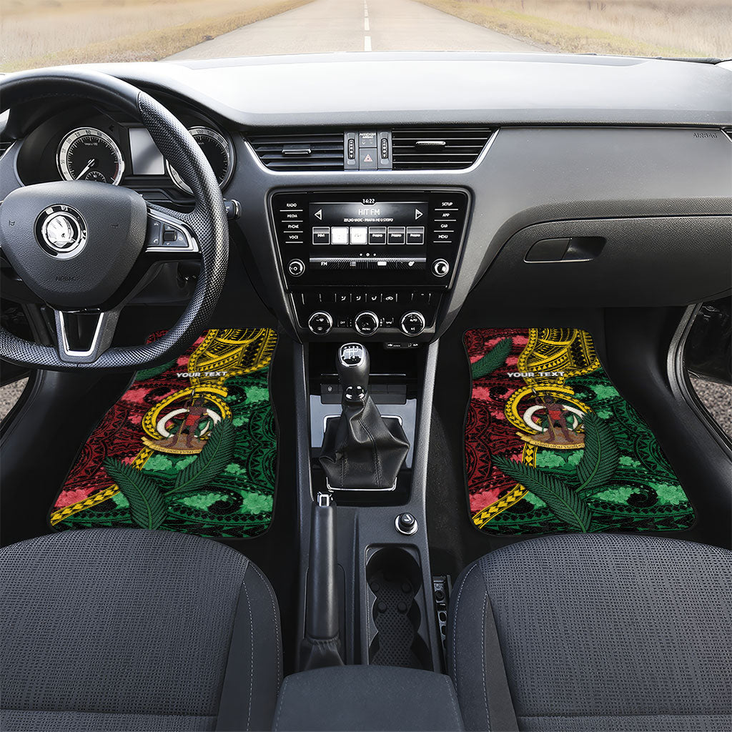 Personalised Vanuatu Independence Day Car Mats Boar Tusk Warrior Tribal Floral Patterns DT05 Set 2pcs - Front Multicolor - Polynesian Pride