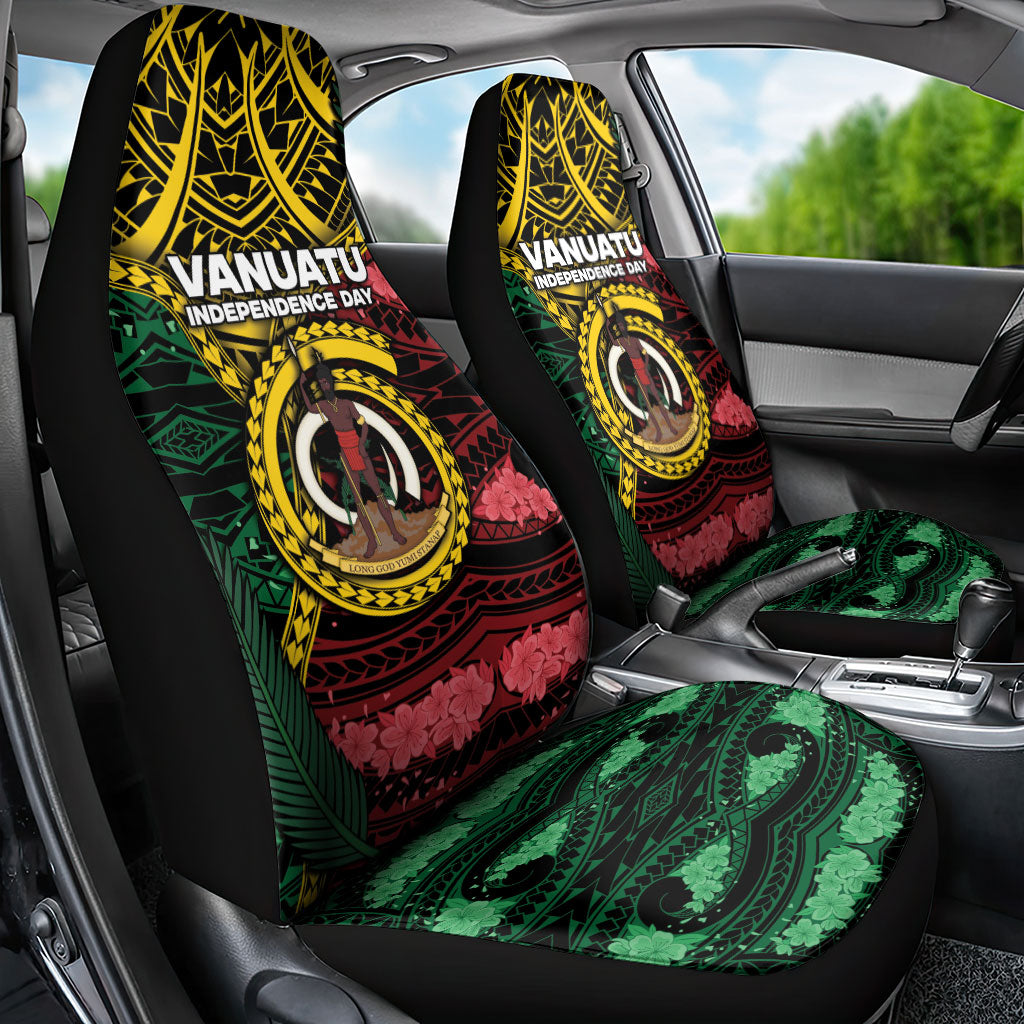 Vanuatu Independence Day Car Seat Cover Boar Tusk Warrior Tribal Floral Patterns DT05 - Polynesian Pride