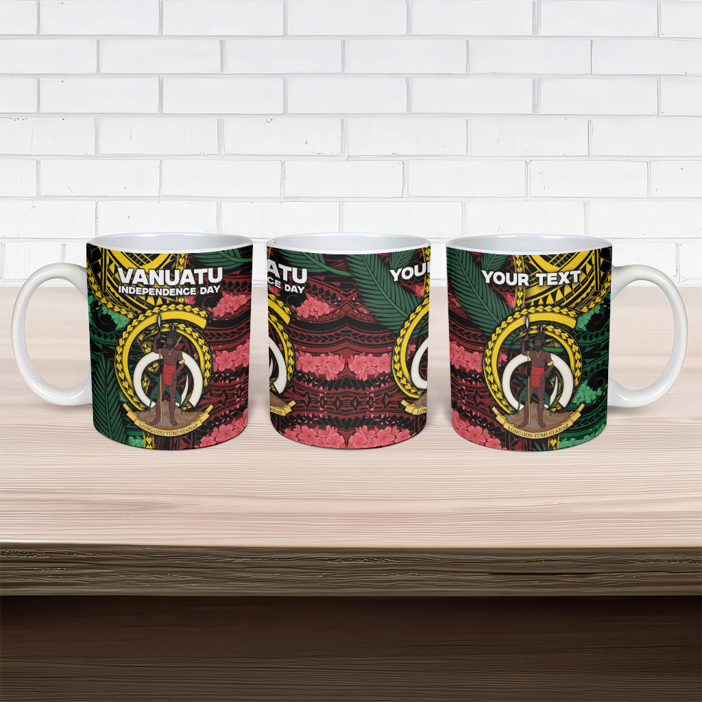 Personalised Vanuatu Independence Day Ceramic Mug Boar Tusk Warrior Tribal Floral Patterns DT05 - Polynesian Pride
