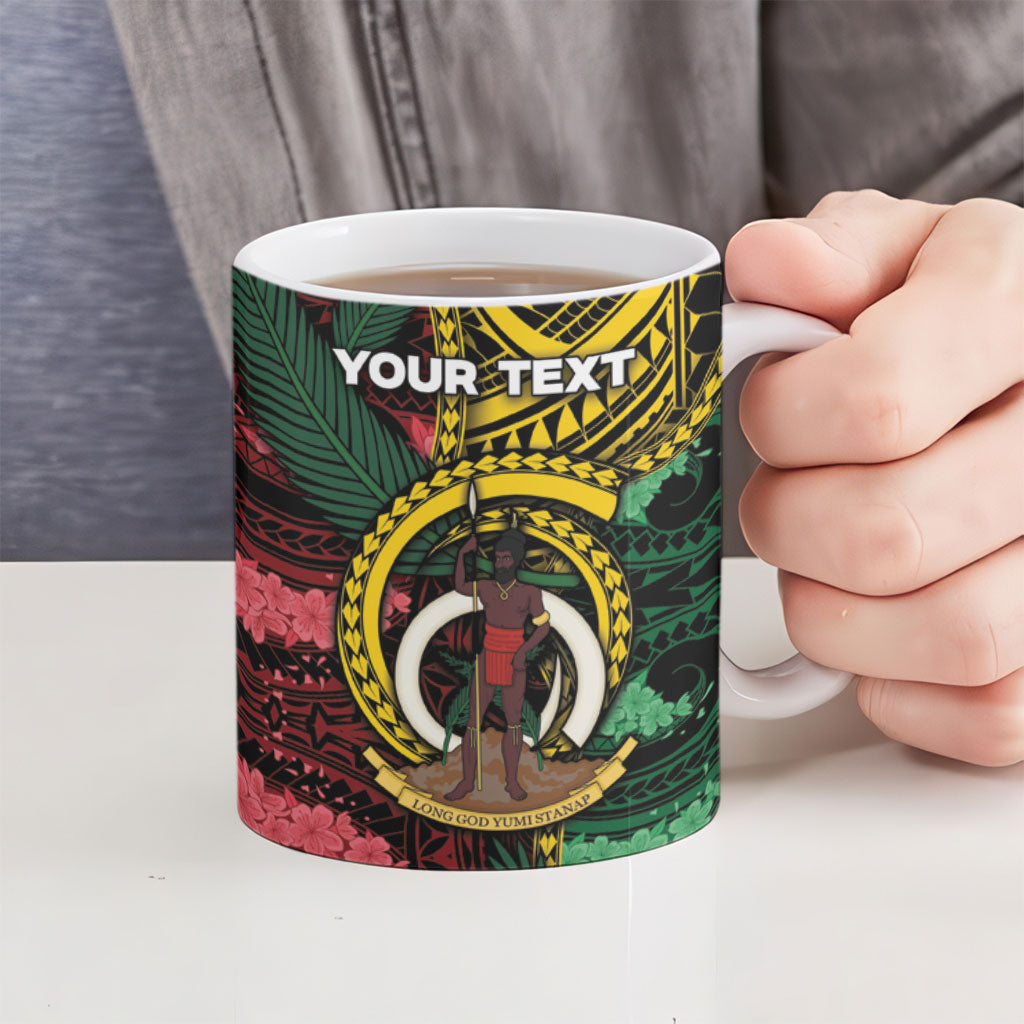 Personalised Vanuatu Independence Day Ceramic Mug Boar Tusk Warrior Tribal Floral Patterns DT05 - Polynesian Pride