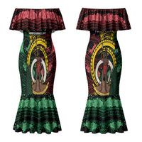 Personalised Vanuatu Independence Day Couples Matching Mermaid Dress and Hawaiian Shirt Boar Tusk Warrior Tribal Floral Patterns DT05 - Polynesian Pride