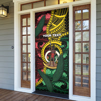Personalised Vanuatu Independence Day Door Cover Boar Tusk Warrior Tribal Floral Patterns DT05 - Polynesian Pride