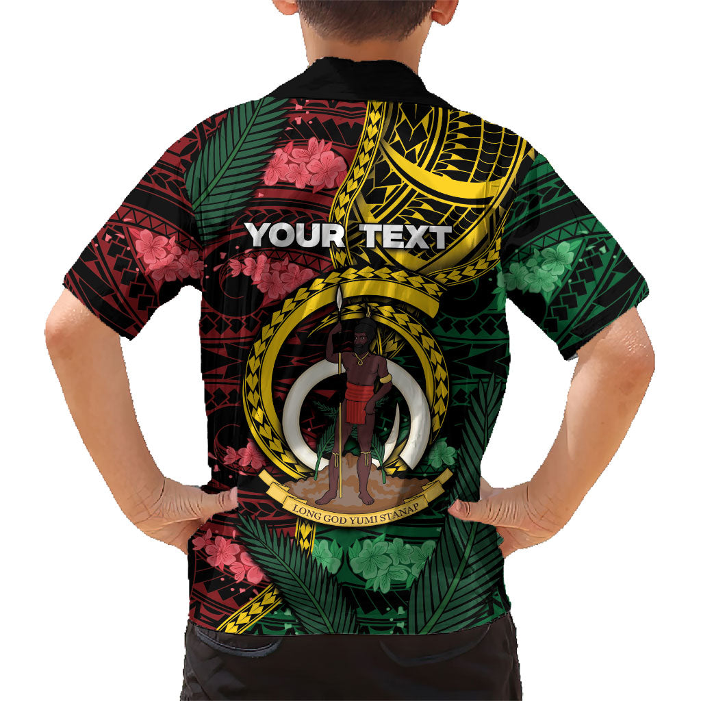 Personalised Vanuatu Independence Day Family Matching Short Sleeve Bodycon Dress and Hawaiian Shirt Boar Tusk Warrior Tribal Floral Patterns DT05 - Polynesian Pride
