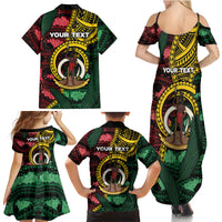 Personalised Vanuatu Independence Day Family Matching Summer Maxi Dress and Hawaiian Shirt Boar Tusk Warrior Tribal Floral Patterns DT05 - Polynesian Pride