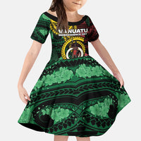 Personalised Vanuatu Independence Day Family Matching Tank Maxi Dress and Hawaiian Shirt Boar Tusk Warrior Tribal Floral Patterns DT05 Daughter's Dress Multicolor - Polynesian Pride