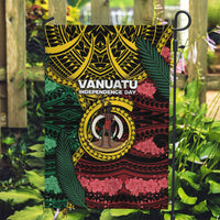 Vanuatu Independence Day Garden Flag Boar Tusk Warrior Tribal Floral Patterns DT05 Garden Flag Multicolor - Polynesian Pride