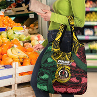 Vanuatu Independence Day Grocery Bag Boar Tusk Warrior Tribal Floral Patterns DT05 - Polynesian Pride