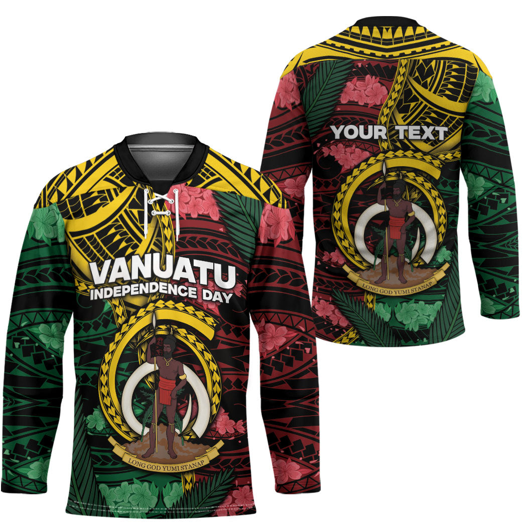 Personalised Vanuatu Independence Day Hockey Jersey Boar Tusk Warrior Tribal Floral Patterns DT05 - Polynesian Pride