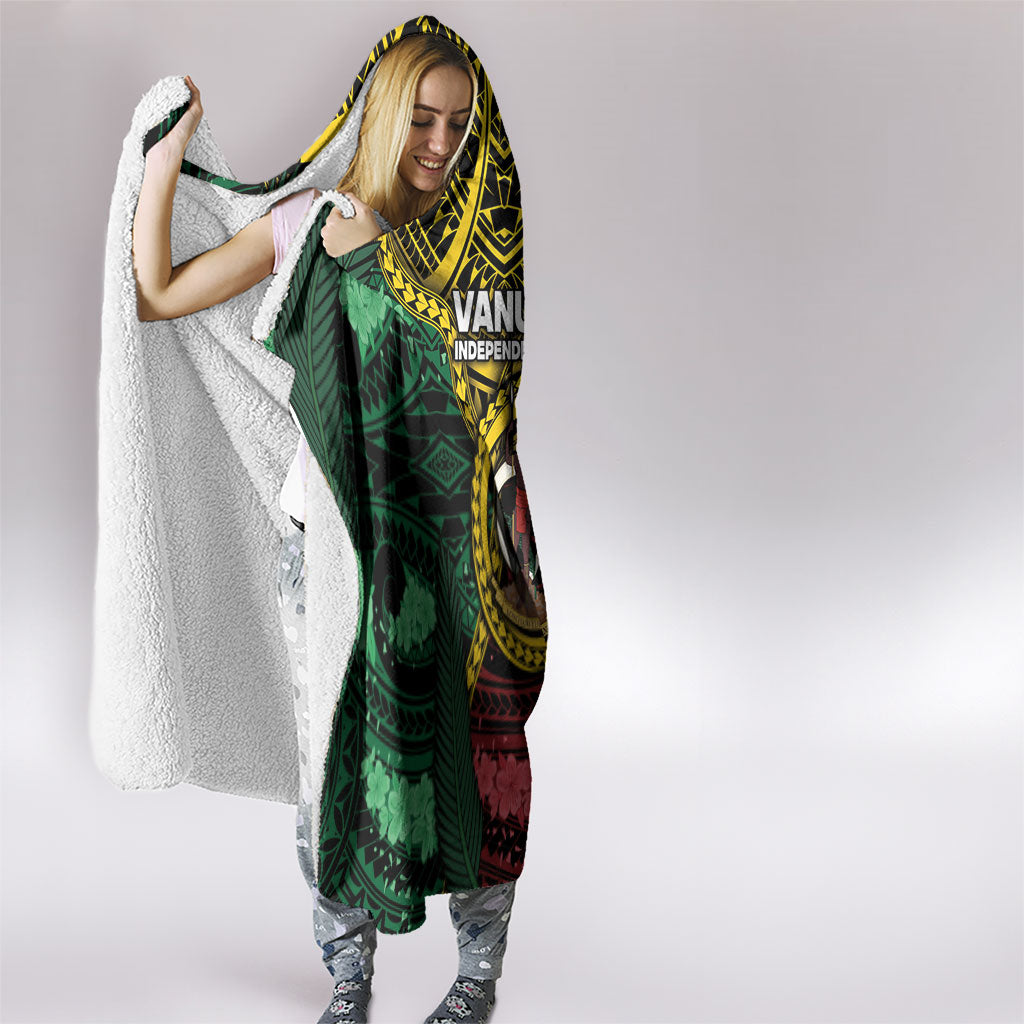 Vanuatu Independence Day Hooded Blanket Boar Tusk Warrior Tribal Floral Patterns DT05 - Polynesian Pride