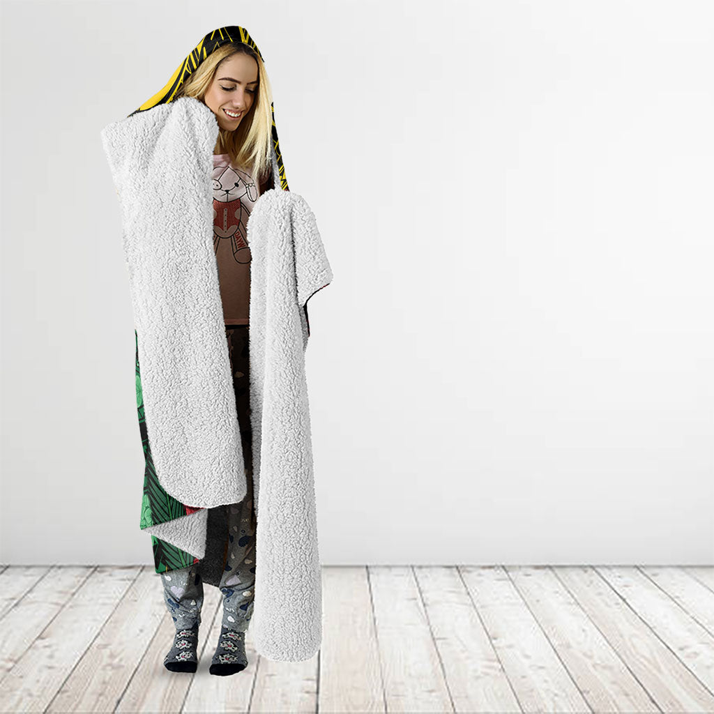 Vanuatu Independence Day Hooded Blanket Boar Tusk Warrior Tribal Floral Patterns DT05 - Polynesian Pride