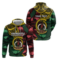 Personalised Vanuatu Independence Day Hoodie Boar Tusk Warrior Tribal Floral Patterns DT05 - Polynesian Pride