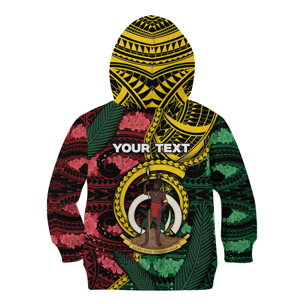 Personalised Vanuatu Independence Day Kid Hoodie Boar Tusk Warrior Tribal Floral Patterns DT05 - Polynesian Pride