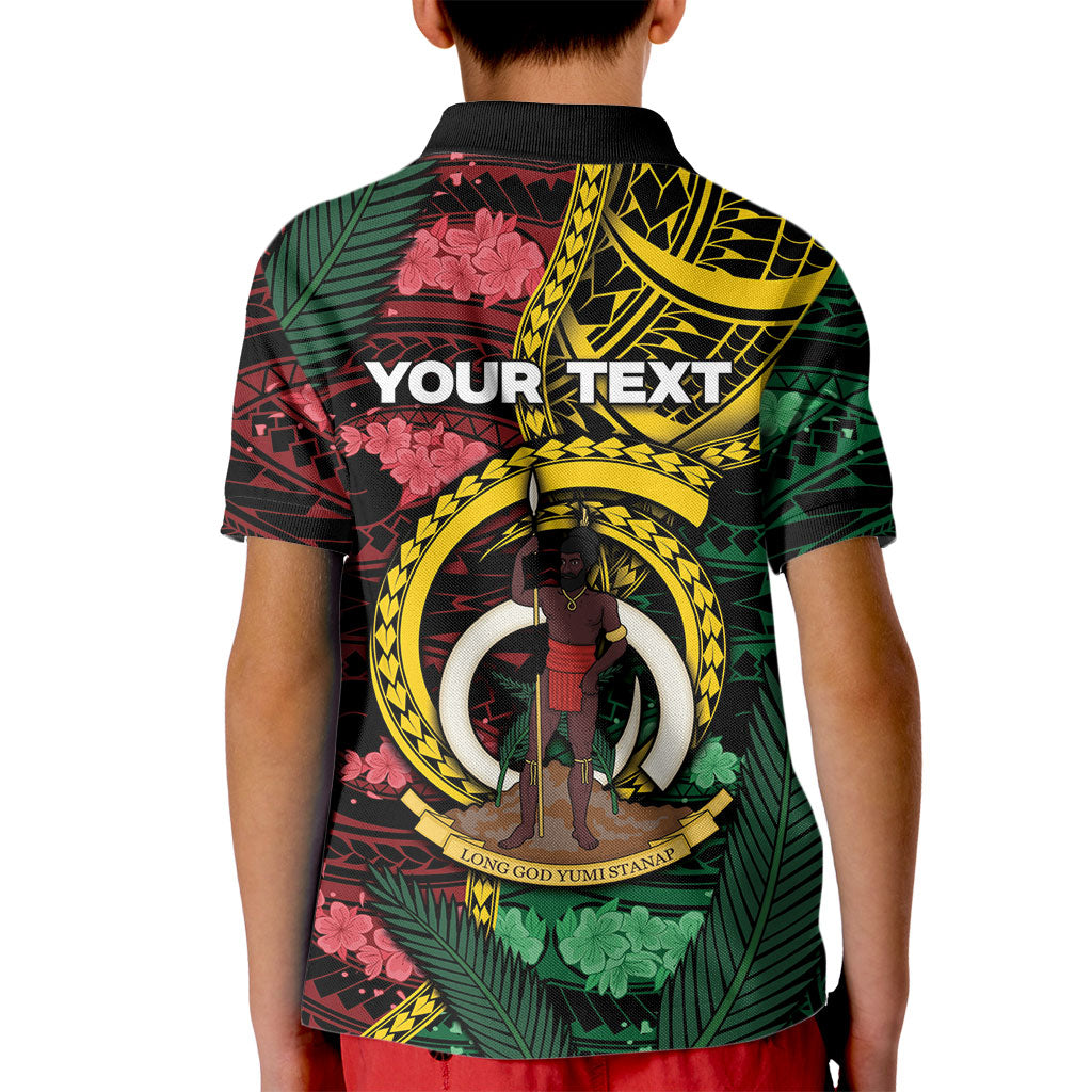 Personalised Vanuatu Independence Day Kid Polo Shirt Boar Tusk Warrior Tribal Floral Patterns DT05 - Polynesian Pride