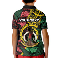 Personalised Vanuatu Independence Day Kid Polo Shirt Boar Tusk Warrior Tribal Floral Patterns DT05 - Polynesian Pride
