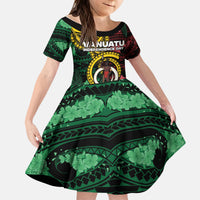Personalised Vanuatu Independence Day Kid Short Sleeve Dress Boar Tusk Warrior Tribal Floral Patterns DT05 KID Multicolor - Polynesian Pride
