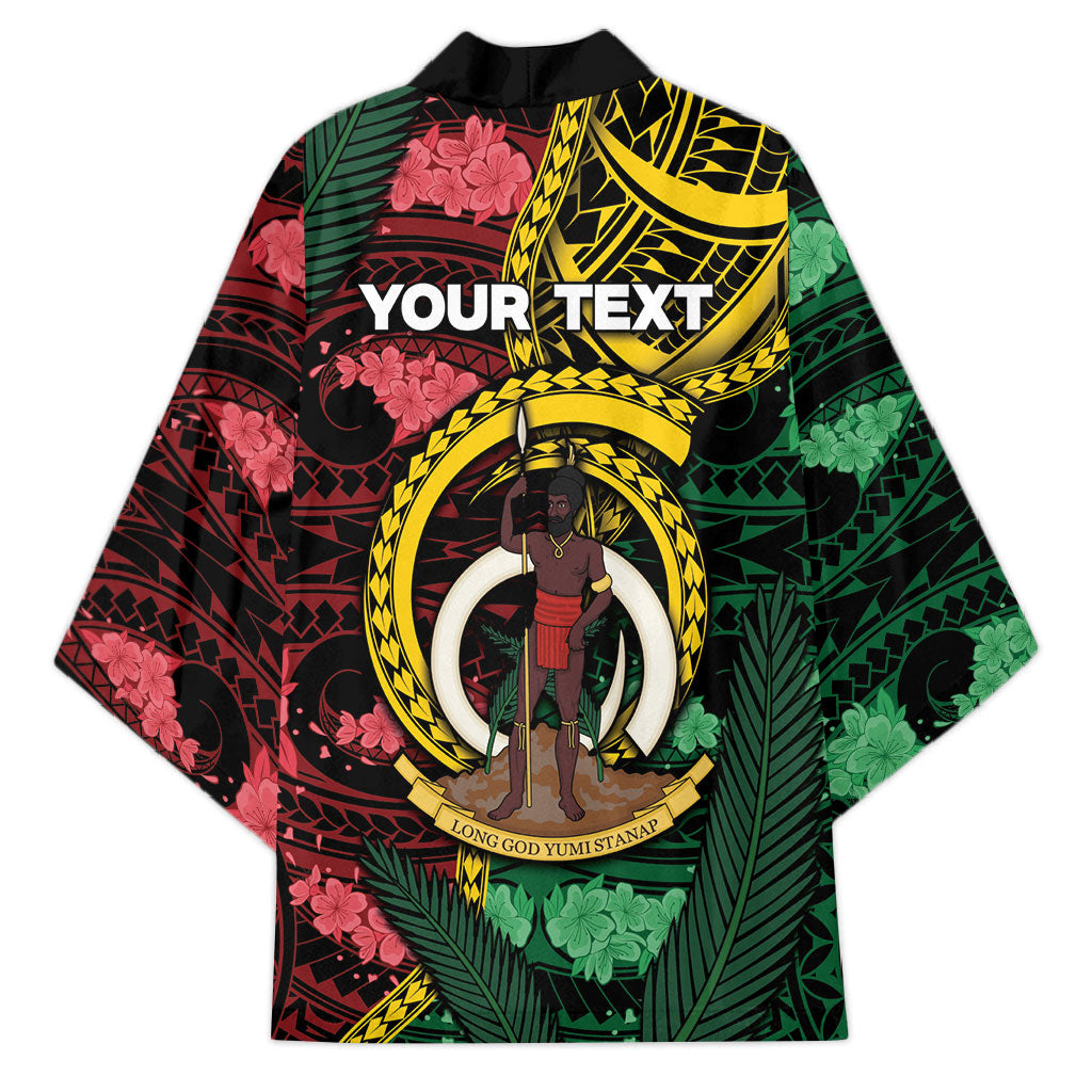 Personalised Vanuatu Independence Day Kimono Boar Tusk Warrior Tribal Floral Patterns DT05 - Polynesian Pride