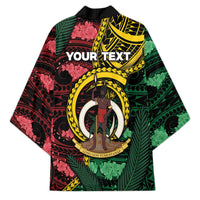 Personalised Vanuatu Independence Day Kimono Boar Tusk Warrior Tribal Floral Patterns DT05 - Polynesian Pride