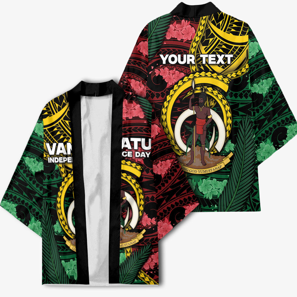 Personalised Vanuatu Independence Day Kimono Boar Tusk Warrior Tribal Floral Patterns DT05 - Polynesian Pride