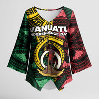 Personalised Vanuatu Independence Day Kimono Sleeve Blouse Boar Tusk Warrior Tribal Floral Patterns DT05 Female Multicolor - Polynesian Pride