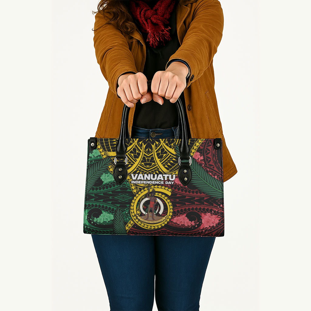 Vanuatu Independence Day Leather Bag Boar Tusk Warrior Tribal Floral Patterns DT05 - Polynesian Pride